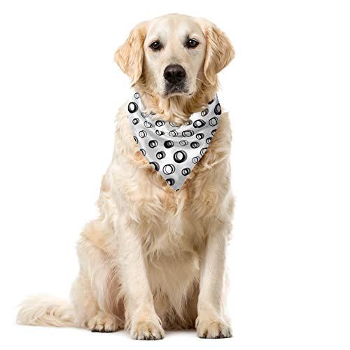 ABAKUHAUS Geometrisch Haustier Bandana, Minimalist Runden, 55x55 cm, Schwarz-Weiss von ABAKUHAUS