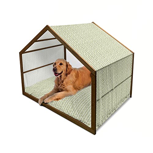 ABAKUHAUS Geometrisch Hundehütte aus Holz, Modernes weibliches Runden, tragbare Hundehütte für drinnen und draußen mit Kissen und Abdeckung, 90 cm x 127 cm, Himbeerrosa von ABAKUHAUS