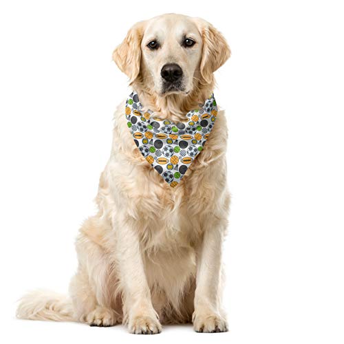 ABAKUHAUS Hobby Haustier Bandana, Grafik Verschiedene Ball des Sports, 40x40 cm, Weiß und Multicolor von ABAKUHAUS