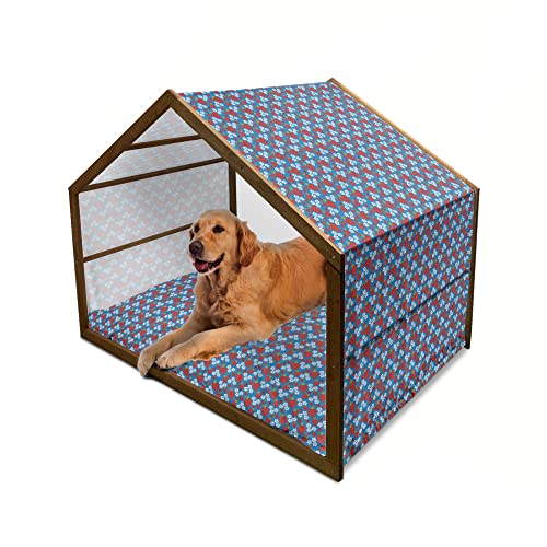 ABAKUHAUS Jahrgang Hundehütte aus Holz, Retro Reise-Ballone, tragbare Hundehütte für drinnen und draußen mit Kissen und Abdeckung, 90 cm x 127 cm, Blau Orange Lila von ABAKUHAUS