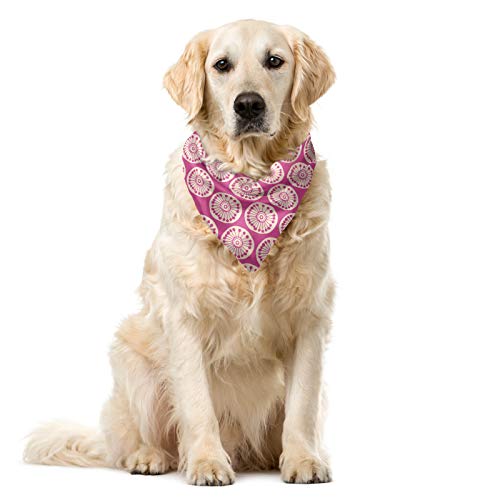 ABAKUHAUS Kreise Haustier Bandana, Doodle Circle und Spots, 55x55 cm, Magenta und Creme von ABAKUHAUS