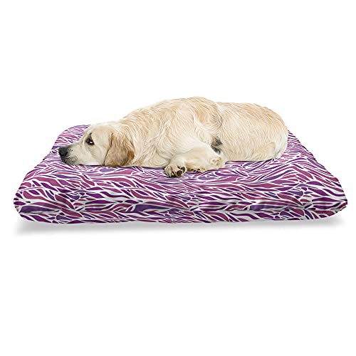 ABAKUHAUS Modern Haustierbett, Gekrümmte Spots und Drops Motiv, beissfestes Kissen für Hunde und Katzen mit abnehmbaren Bezug, 60 cm x 100 cm, Fuchsia und Weiß von ABAKUHAUS