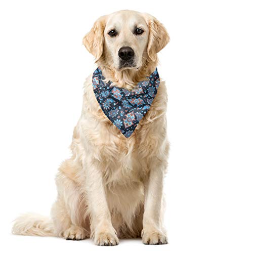 ABAKUHAUS Paisley Hundehalsband Bandanas, Hellblau Schwarz Korallenrot von ABAKUHAUS