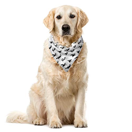 ABAKUHAUS Pferde Haustier Bandana, Doodle Equiden Pattern, 55x55 cm, Schwarz-Weiss von ABAKUHAUS