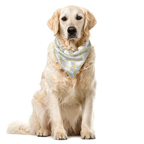 ABAKUHAUS Quatrefoil Hundehalsband Bandanas, Gelb Weiß von ABAKUHAUS