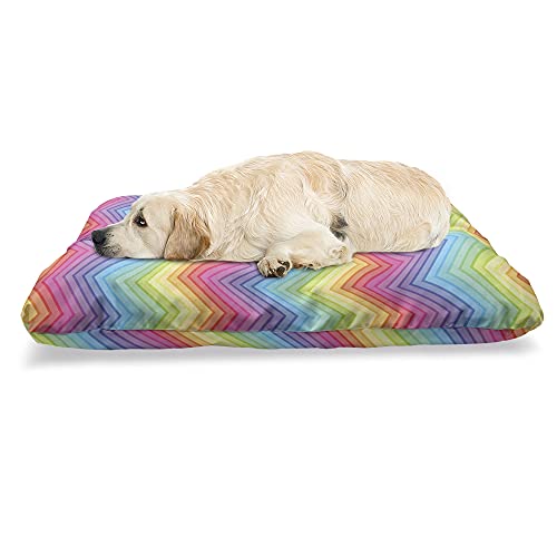 ABAKUHAUS Regenbogen Haustierbett, Bunte Vivid Chevron, beissfestes Kissen für Hunde und Katzen mit abnehmbaren Bezug, 60 cm x 100 cm, Mehrfarbig von ABAKUHAUS