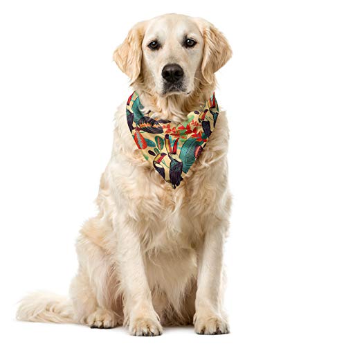 ABAKUHAUS Tukan Haustier Bandana, Vivid Sumer Blätter und Vögel, 55x55 cm, Pastell Brown Multicolor von ABAKUHAUS