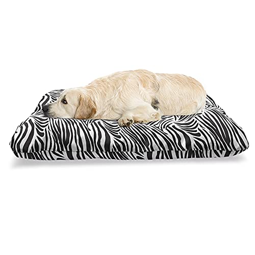 ABAKUHAUS Zebra-Druck Haustierbett, Wilde Zebra-Linien, beissfestes Kissen für Hunde und Katzen mit abnehmbaren Bezug, 60 cm x 100 cm, Schwarz-Weiss von ABAKUHAUS