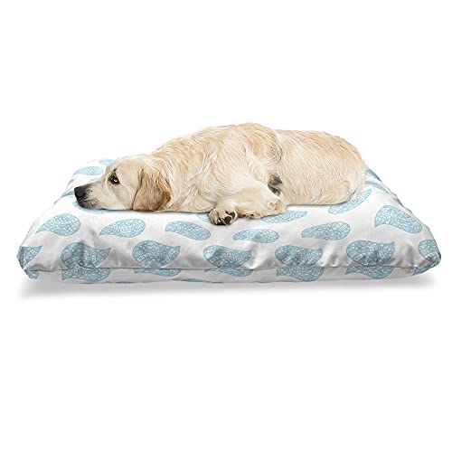 ABAKUHAUS blau Paisley Haustierbett, Tear Drop Formen Kunst, beissfestes Kissen für Hunde und Katzen mit abnehmbaren Bezug, 60 cm x 100 cm, Weiß Sky Blue von ABAKUHAUS