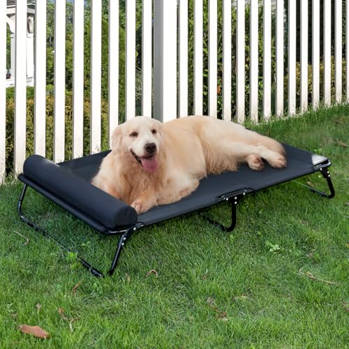 ABE Outdoor-Hundebett, Hundebett, großes Hundebett, erhöhtes Hundebett, kühlendes Hundebett, erhöhtes Hundebett, außerhalb des Bodens, Outdoor-Haustierbett (X-Large), Schwarz von ABE