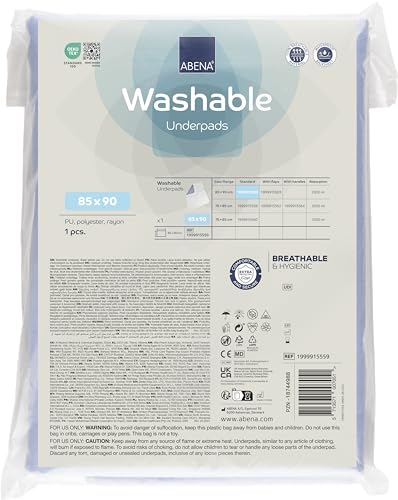 Abena Inkontinenz-Betteinlagen waschbar | 1 Bettunterlage | 90x85cm | waschbare Inkontinenz-Bettwäsche in hellblau | hochwertige Polyester/Rayon und TPU Bettschoner bei Inkontinenz von ABENA