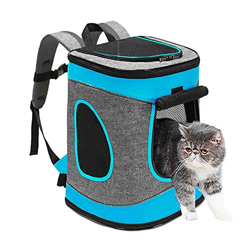 ABISTAB Hundebox faltbar Transportbox Hunde und Katze Transporttasche für Auto- und Flugreisen geeignet Tragetasche Rucksack Spazi mit Komfort und Sicherheit robuster: Grau-Blau von ABISTAB