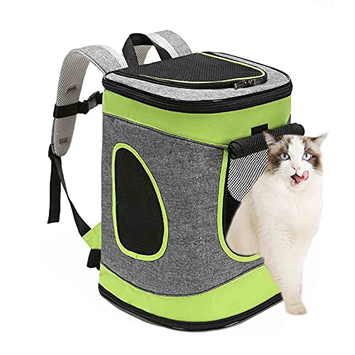 ABISTAB Hundebox faltbar Transportbox Hunde und Katze Transporttasche für Auto- und Flugreisen geeignet Tragetasche Rucksack Spazi mit Komfort und Sicherheit robuster: Grau-Technogrün von ABISTAB