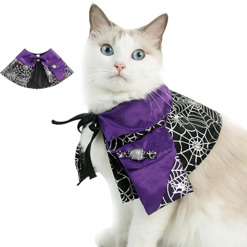 ABLAZEZAI Katzen-Halloween-Umhang-Kostüm, Cosplay-Katzenumhang für Urlaubsparty, lustige Haustierkleidung, Outfit für Katzen, Hunde, Welpen, Kätzchen (Halloween-Umhang, groß) von ABLAZEZAI