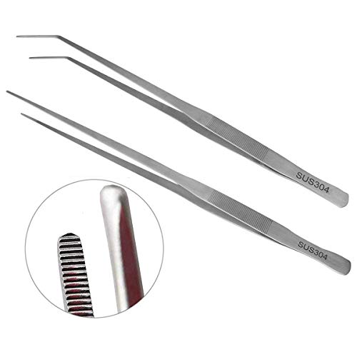 48cm Straight Curved Stainless Steel Extra Long Tweezers Set,Aquarium Cleaning Tool Fish Tank Aquatic Plants Forceps,Mega Reptile Feeding Tongs von ABMRO