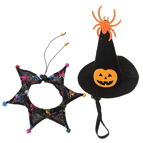 ABOOFAN 1 Satz Halloween-katzenmütze Und Schal-Set Welpe Hexenhut Katze-Cosplay-Requisite Süßes Katzenkostüm Zylinderhut Aus Weinflasche Katzenhalsband Kappen Katzenkätzchen Mode Polyester von ABOOFAN