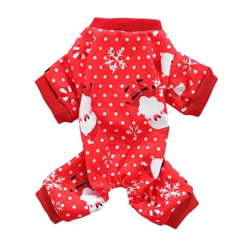 ABOOFAN Entzückendes Weihnachts-Hunde-Outfit Roter Haustier-Overall mit Weihnachtsmann-schneeflockenmuster Größe M von ABOOFAN