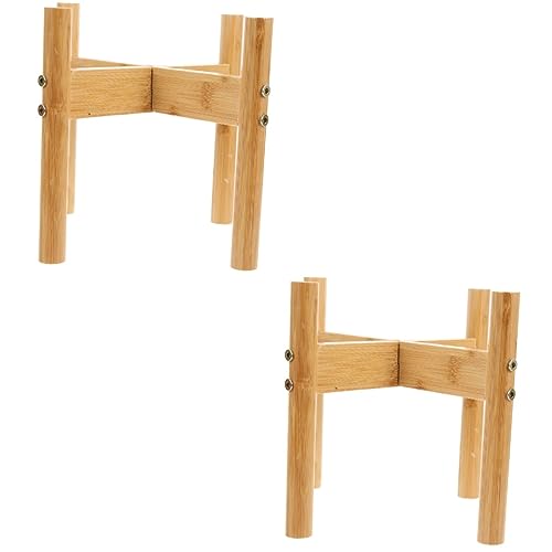 ABOOFAN 2 Sätze Halter Für Hundenapf Pflanzgefäß Aus Holz Pflanzenhalter Aus Holz Erhöhte Schalenhalterung Hundenapf Steht Hundefutterständer Hund Wassernapf Bambus Blumenstand Hölzern von ABOOFAN