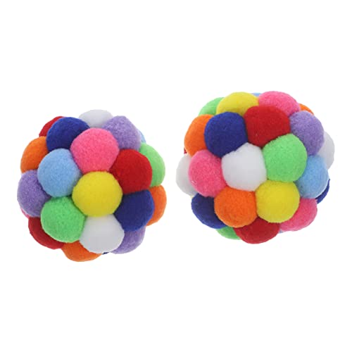 ABOOFAN 2st Katzenball Kätzchen-pom-bälle Kätzchen Pelzige Bälle Spielzeug Lamettakugeln Für Katzen Katzen-Teaser-Spielzeug Kätzchen Jagen Bälle Cat-trackball Die Klingel Sport Polyester von ABOOFAN