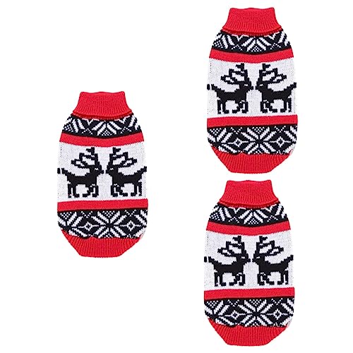 ABOOFAN 3-teiliges Weihnachts-Hunde-Outfit Pullover Haustier-Strickpullover Für Welpen Festliche Warme Kostüme Für Hunde XXL von ABOOFAN