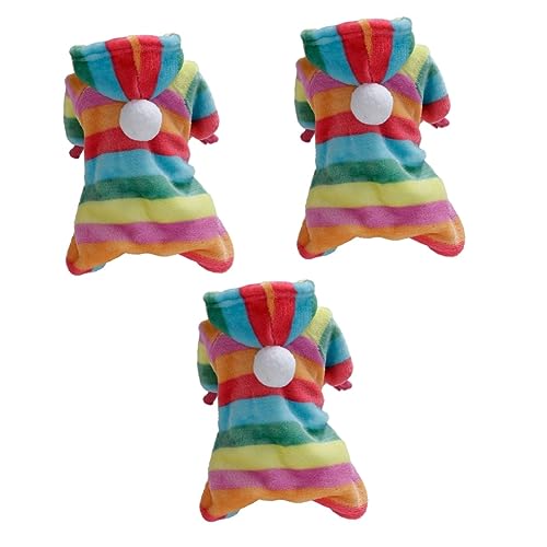 ABOOFAN 3-teiliges Modisches Hundebekleidungsset Für Hunde Warme Mäntel Outfits Für Hunde Regenbogenstreifen Bequemer Warmer Haustiermantel von ABOOFAN