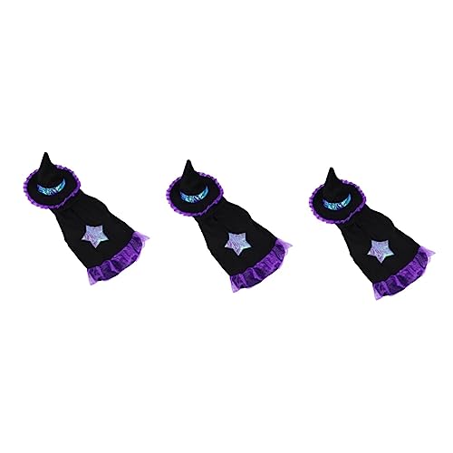 ABOOFAN 3st Halloween-kostüm Für Haustiere Dinosaurier-Hunde-Outfit Hexenkostüm Für Damen Hund Kürbis Kostüm Welpe Halloween Verkleiden Sich Hund Hexenhut Violett Baumwolle Der Hund Spinne von ABOOFAN