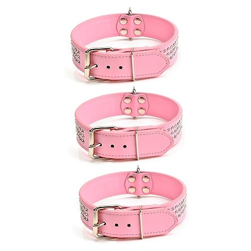 ABOOFAN 3St hübsche Hundehalsbänder PU-Hundehalsband Katze hundehalsband rosa Hundehalsband Perlmutt Strasssteine Strass hundehalsband verstellbares Hundehalsband Erdfarben einstellen von ABOOFAN