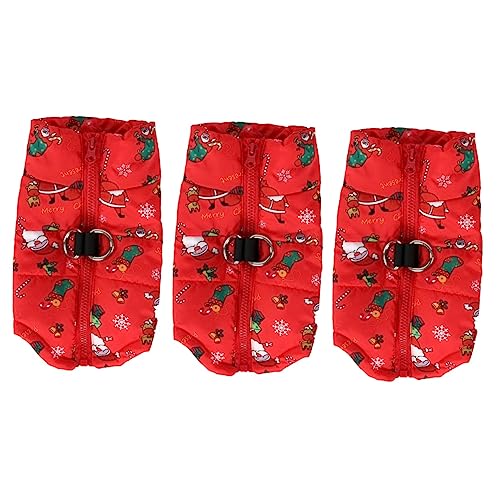 ABOOFAN Daunenjacke Für Haustiere 3-Teiliges Welpen-Weihnachts-Outfit Winter-Haustierweste Haustier-Santa-Kostü Jacke Outdoor-Haustierweste Sterne Bedruckte Hundejacke von ABOOFAN