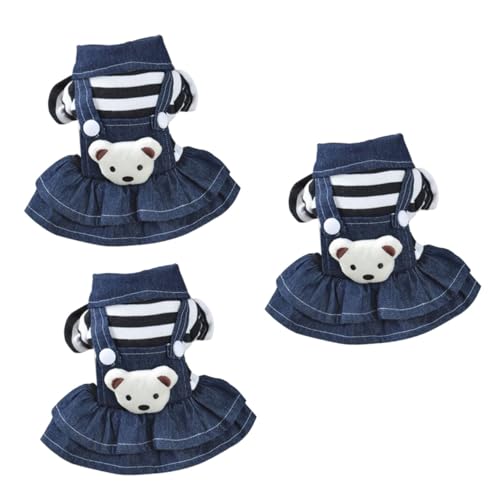 ABOOFAN 3St hundekleidung hundebekleidung Pyjama- gestreifter Hundemädchenrock Mädchenkleidung gestreiftes Haustier Jeans Denim-Hosenträger Arbeitskleidung von ABOOFAN