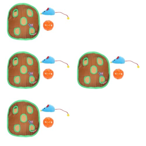 ABOOFAN Laufspielzeug 4 Sätze Katzen Spielzeug Spielbett Mäuse EIN Maulwurfsspielzeug Haustiertür Schiebetür Hundetür Einsatz Tunnel Fang Das Katzenspielzeug Glocke Kugel Die Katze Stoff von ABOOFAN