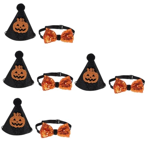 ABOOFAN 4 Sätze Halloween-Hut Vampir-Kostüm Hundekürbisschleife Halloween- Dekoration für Hundepartys Hunde-Cosplay-Kostümzubehör Krawatte Halsband Requisiten schmücken Polyester von ABOOFAN