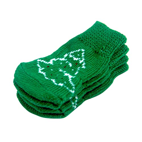 ABOOFAN 4 Stück Hund Weihnachtsmann Socken Pfotenschutzsocken Für Hunde Hundesocken rutschfest Outdoor-socken Beinwärmer Für Hunde Hund Gestrickte Socken Innenausstattung Boden von ABOOFAN