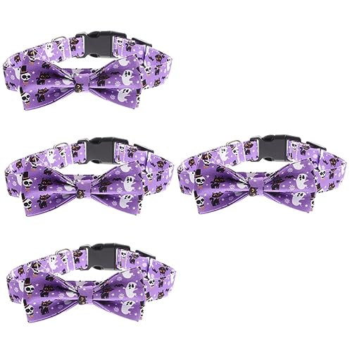 ABOOFAN 4 Stück Halloween-Kragen Hund Bowknot Halsketten eine Halskette Katze Bowknot-Halsband verstellbares Katzenhalsband der Hund schmücken Krawatte Baumwolle Polyester Violett von ABOOFAN