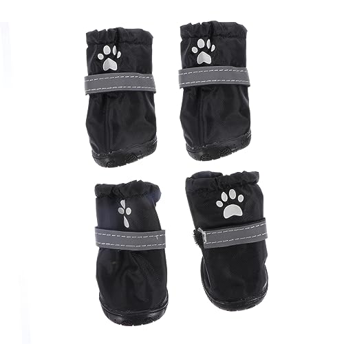 ABOOFAN 4 Stück Haustier wasserdichte Schuhe Hunde Pfotenschuh Rutschfester Hundepfotenschutz Retriever-hundestiefel Schneehundestiefel Regenstiefel Warm Halten Kurze Stiefel Polyester von ABOOFAN