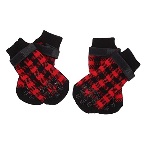 ABOOFAN 4 Stück Haustier Socken Weihnachtssocken Für Haustiere Socken Für Booties Weihnachtshundegriffsocken Karierte Hundesocken Weihnachtsferien Socken Reine Baumwolle Stricksocken Plaid von ABOOFAN