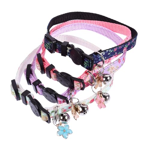 ABOOFAN 4 Stück Katzenhalsband Abreißhalsband Für Katzen Kleines Hundehalsband Kätzchenhalsband Verstellbare Welpenhalsbänder Für Wurf Katze Fliege Latzschal Glockenförmig Nylon Haustier von ABOOFAN