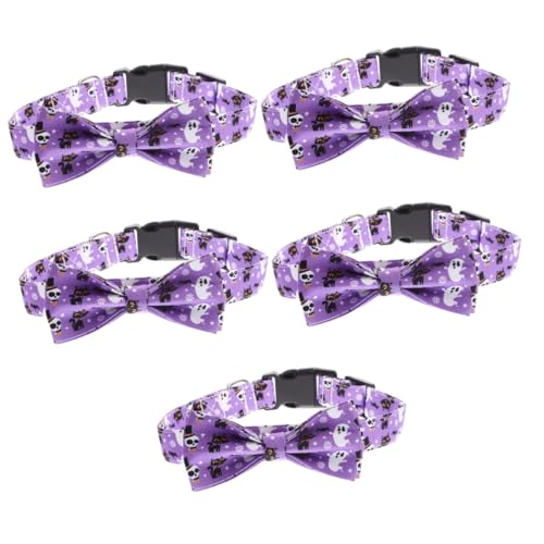 ABOOFAN 5st Halloween-Kragen Haustierhalsband Für Halloween Festival-haustierhalsband Halloween-haustierhalsband Hund Halsbekleidung Der Hund Baumwolle Polyester Krawatte Violett von ABOOFAN