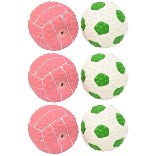 ABOOFAN Hund Quietschball 6 STK Spielzeugball Emulsion Gummiball Fußball von ABOOFAN