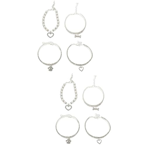 ABOOFAN 2 Sets Luxuriöses Haustierhalsband Aus Legierung Und Strass Hundehalsband Kätzchenhalskette Zartes Katzenhalsband Für Partys 4 Stück * 2 von ABOOFAN