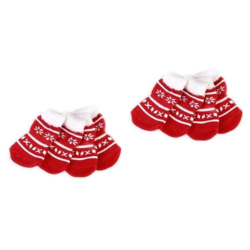 ABOOFAN 2 Sets Weihnachtssocken Für Hunde Schutzsocken Für Haustiere Rote Weihnachtssocken Nicht Aus Baumwolle Für Welpen Und Katzen Größe S 4 Stück X 2 von ABOOFAN