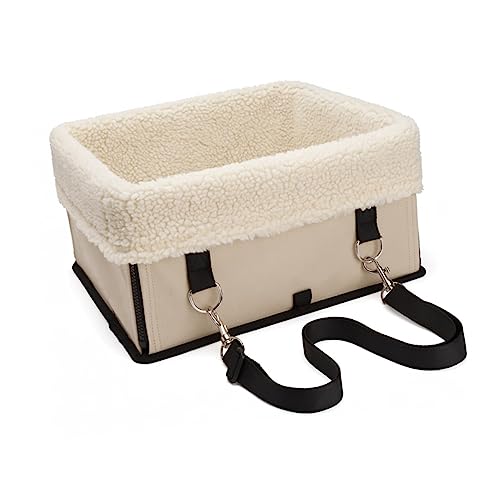 ABOOFAN Haustier-autositzbett Kompakte Auto-hundetasche Oxford-gewebe 34 X 29 X 18 cm Beige von ABOOFAN