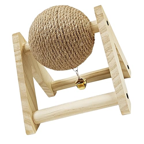 ABOOFAN Cat Scratcher Toy with Sisal Ball Cats Scratching Rope Ball Interactive Rotatable Wood Pet Scratcher Toys Durable for Indoor Kitties to Grind Claws Pet Furniture Supplies von ABOOFAN