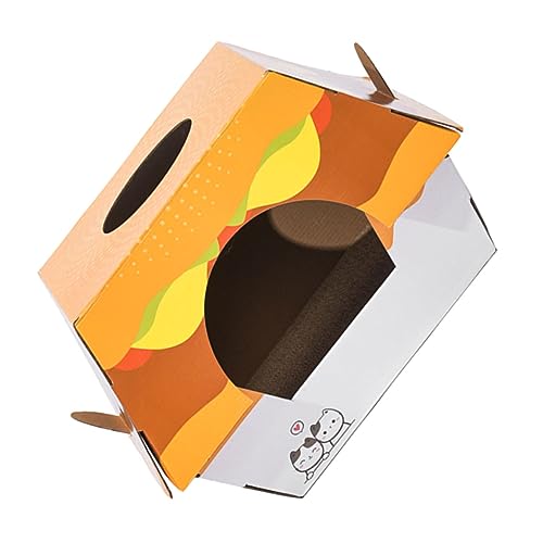 ABOOFAN Hamburger Katzennest Katzenhöhle Kratzmatte Für Katzen Indoor-Spielzeug Kratzpad Kratzbaum Für Katzenhäuser Aus Pappe Katzenbetten Burgerkatze Katzenpfote Multifunktion Wellpapier von ABOOFAN