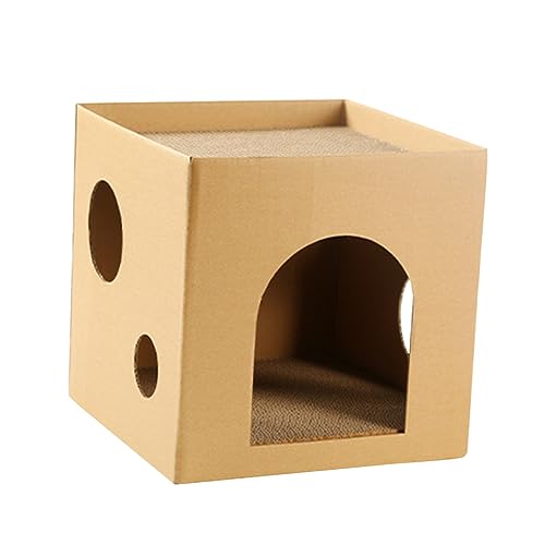 ABOOFAN Katzenhaus Liegestuhl drinnen Aufbewahrungsmöbel Indoor-Liegestuhl Kätzchenspielzeug Kratzmatten Katzenhäuser cat Scratcher Cardboard tragbares Wellpappenhaus Heimtierbedarf von ABOOFAN