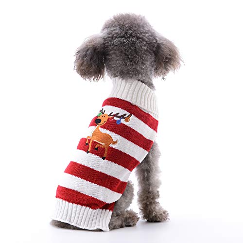 ABRRLO Hunde Kostüme Hundebekleidung Baumwolle Pullover feiern Weihnachten-Tag Winter Mantel Strickpullover Dress up Haustier Hund Pullover Haustier Kostüm Fashion Urlaub Party (XS, Kitz C1) von ABRRLO