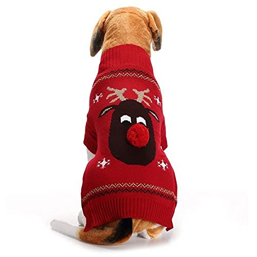 ABRRLO Hunde Kostüme Hundebekleidung Baumwolle Pullover feiern Weihnachten-Tag Winter Mantel Strickpullover Haustier Hund Pullover Haustier Kostüm Fashion Urlaub Party Geschenk (L, KitzD) von ABRRLO