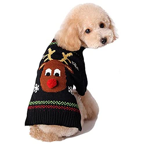 ABRRLO Hunde Kostüme Hundebekleidung Baumwolle Pullover feiern Weihnachten-Tag Winter Mantel Strickpullover Haustier Hund Pullover Haustier Kostüm Fashion Urlaub Party Geschenk (M, KitzE) von ABRRLO