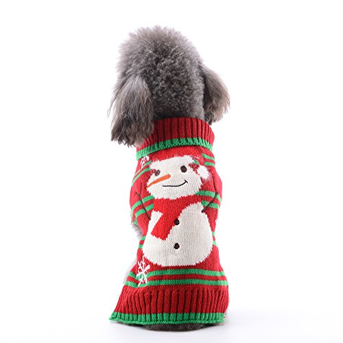 ABRRLO Hunde Kostüme Hundebekleidung Baumwolle Pullover feiern Weihnachten-Tag Winter Mantel Strickpullover Haustier Hund Pullover Haustier Kostüm Fashion Urlaub Party Geschenk (M, Schneemann) von ABRRLO