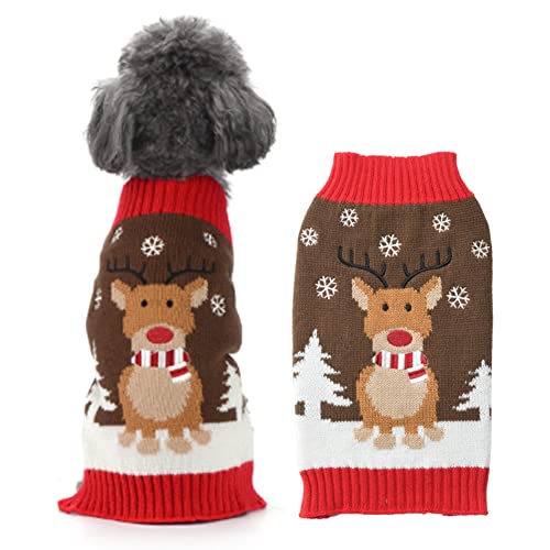 ABRRLO Weihnachten Hund Pullover Dog Sweater Hundepullover Haustier Hundepulli Warm Welpe Kleine Mittel Hunde (M, Hirsch) von ABRRLO