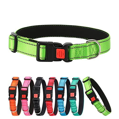 ABRRLO Hundehalsband Reflektierende Hund Halsband Verstellbare Nylon Hunde Halsbänder Pet Dog Collar for Kleine Mittel Große Hunde（Grün,XL） von ABRRLO